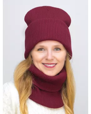 Комплект зимний женский шапка+снуд Татьяна (Цвет бордовый)