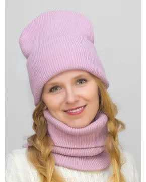Комплект зимний женский шапка+снуд Татьяна (Цвет лавандово-розовый)