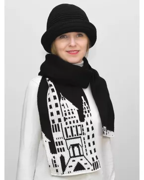 Комплект шляпа+шарф женский весна-осень Сити (Цвет черный)