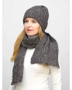 Комплект зимний женский шапка+шарф Милиса (Цвет коричневый меланж)