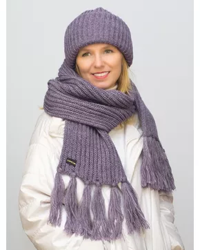 Комплект женский весна-осень шапка+шарф Анна (Цвет темно-сиреневый)