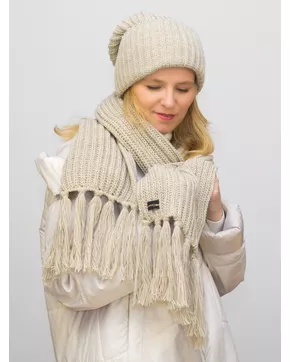 Комплект зимний женский шапка+шарф Анна (Цвет бежевый)