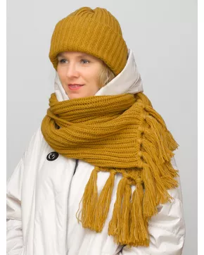 Комплект зимний женский шапка+шарф Анна (Цвет охра)