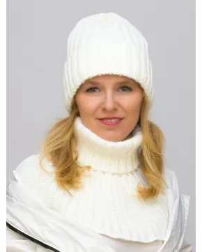 Комплект зимний женский шапка+снуд Blanco (Цвет молочный)