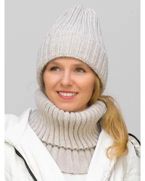 Комплект зимний женский шапка+снуд Кэмерон (Цвет светло-бежевый)
