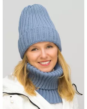 Комплект зимний женский шапка+снуд Кэмерон (Цвет голубой джинс)