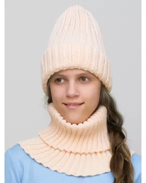 Комплект зимний для девочки шапка+снуд Кэмерон (Цвет бледный персик)