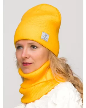 Комплект зимний женский шапка+снуд Милана (Цвет желтый)