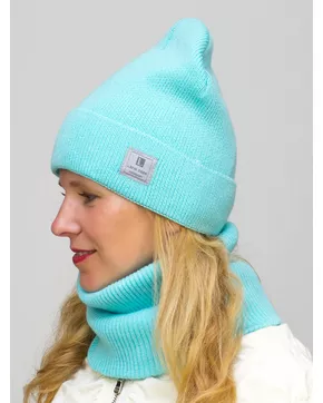 Комплект зимний женский шапка+снуд Милана (Цвет мятный)