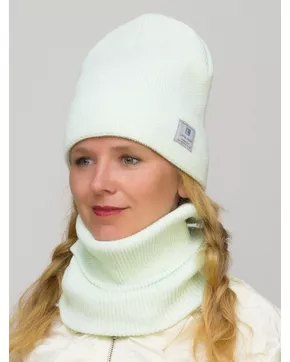 Комплект зимний женский шапка+снуд Милана (Цвет светло-салатовый)