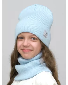 Комплект зимний для девочки шапка+снуд Милана (Цвет голубой)
