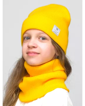 Комплект зимний для девочки шапка+снуд Милана (Цвет желтый)