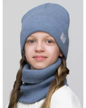 Комплект зимний для девочки шапка+снуд Милана (Цвет светлый джинс)