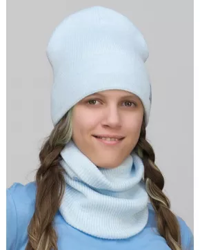 Комплект зимний для девочки шапка+снуд Милана (Цвет лед)