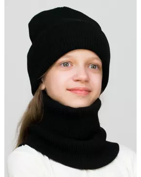 Комплект зимний для девочки шапка+снуд Татьяна (Цвет черный)