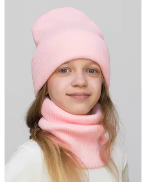 Комплект зимний для девочки шапка+снуд Татьяна (Цвет светло-розовый)
