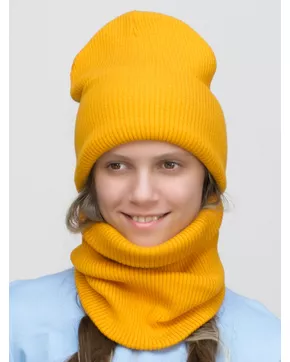 Комплект зимний для девочки шапка+снуд Татьяна (Цвет желтый)