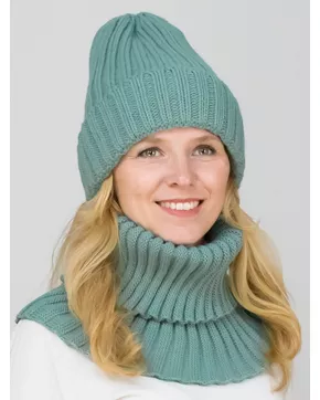 Комплект зимний женский шапка+снуд Кэмерон (Цвет полынь)