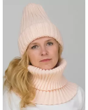Комплект зимний женский шапка+снуд Кэмерон (Цвет бледный персик)