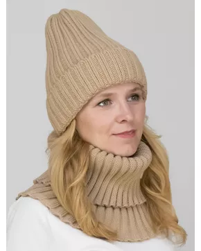 Комплект зимний женский шапка+снуд Кэмерон (Цвет латте)