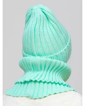 Комплект зимний женский шапка+снуд Кэмерон (Цвет мятный)