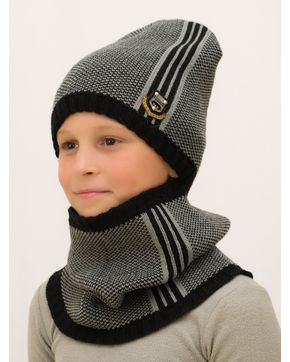 Комплект зимний для мальчика шапка+снуд Стиль (Цвет черный)