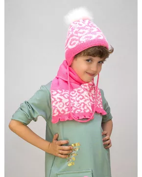 Комплект зимний для девочки шапка+шарф Милочка (Цвет светло-коралловый)