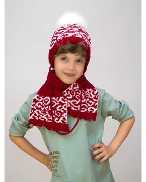 Комплект зимний для девочки шапка+шарф Милочка (Цвет малиновый)