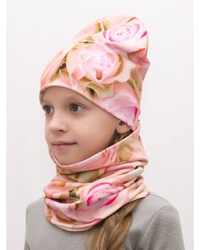 Комплект для девочки шапка+снуд Розы акварельные