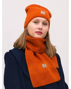 Комплект женский весна-осень шапка+шарф Ариана (Цвет темно-оранжевый)
